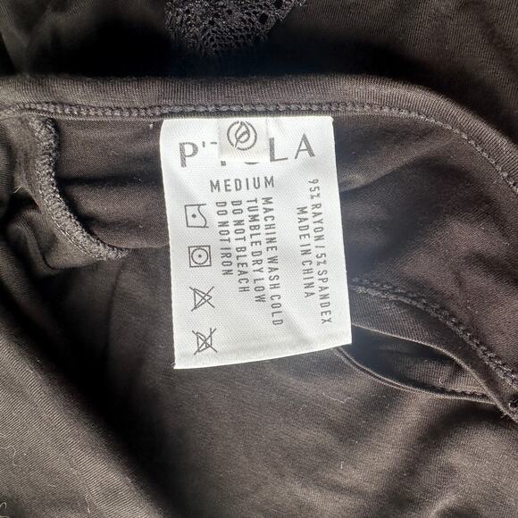 P'tula Lace-Trim Strappy Back Tank Top Women's Size Medium Black Sleepwear - Picture 7 of 12